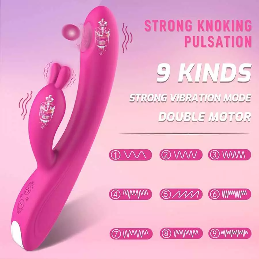 G Spot Rabbit Vibrator,Clitoral Stimulator Massager with Flapping Strong Pulsation,Adult Toys with 9 Powerful Vibrations Dual Mo