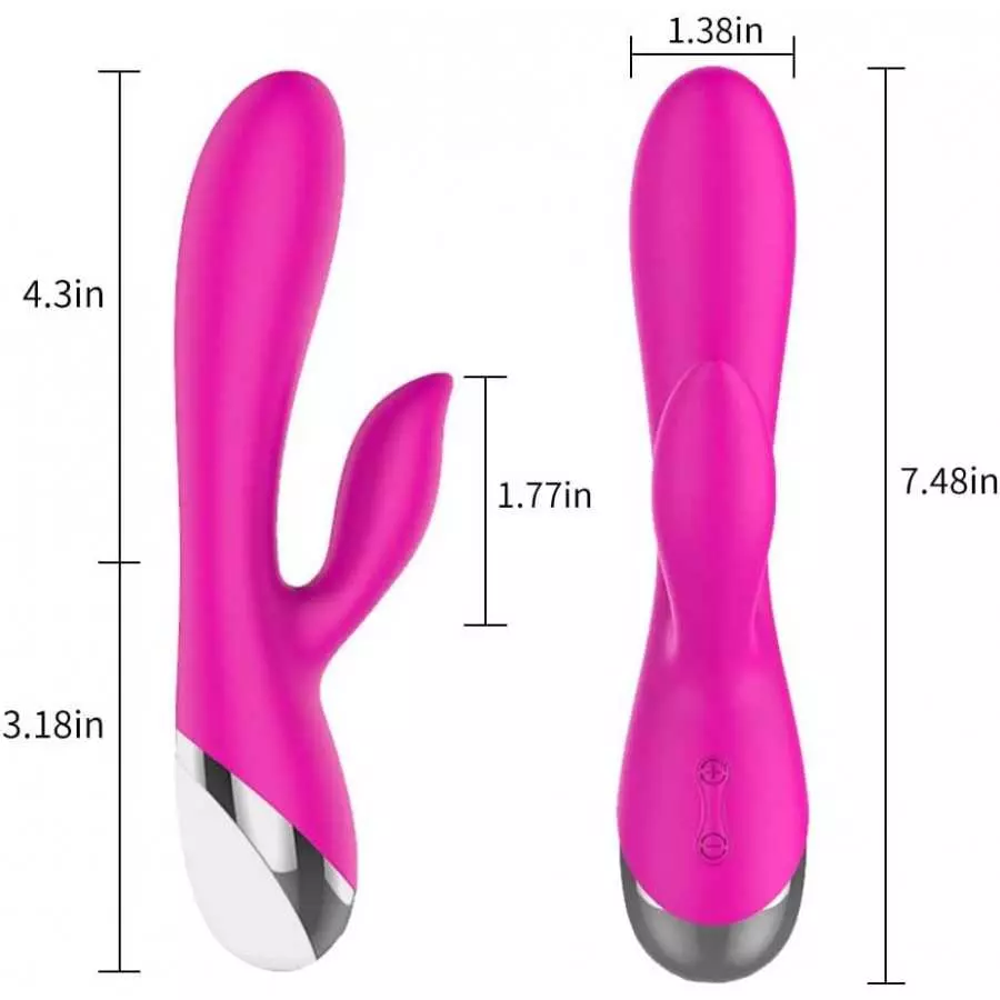 Handheld Personal Rechargeable 7.4609 Inch Rabbit Vibrator Women 10 Vibrating Modes and 6 Speeds 2 Motors Vibrating Toy Pleasure