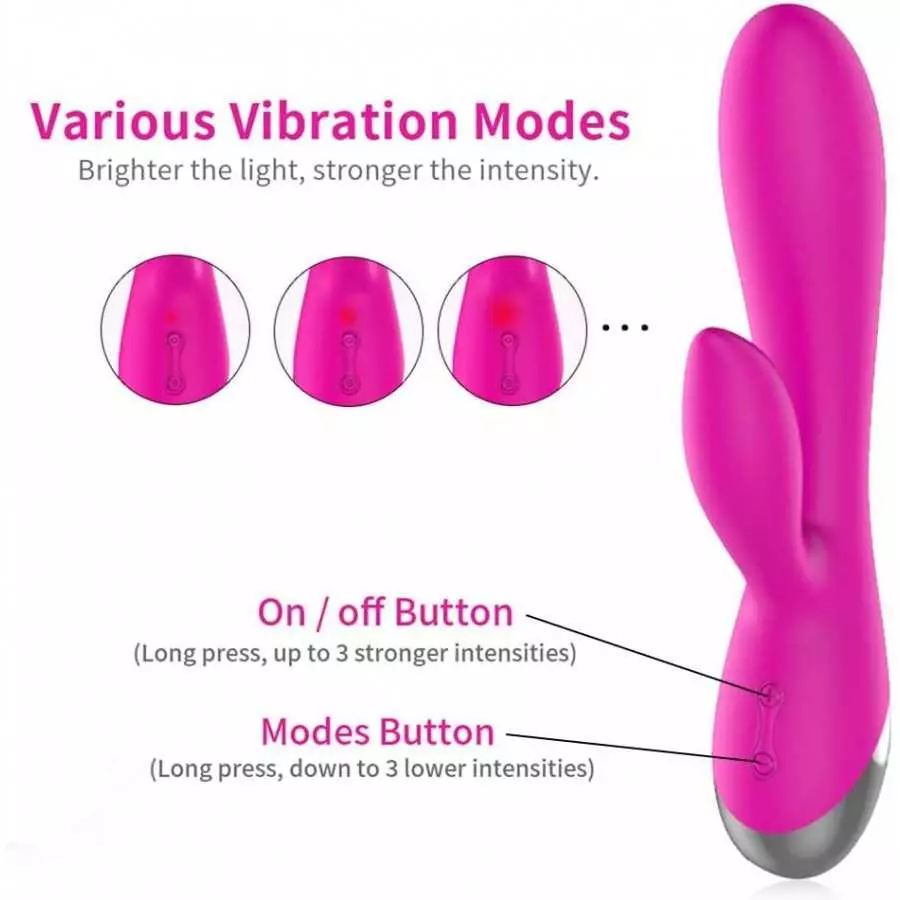 Handheld Personal Rechargeable 7.4609 Inch Rabbit Vibrator Women 10 Vibrating Modes and 6 Speeds 2 Motors Vibrating Toy Pleasure