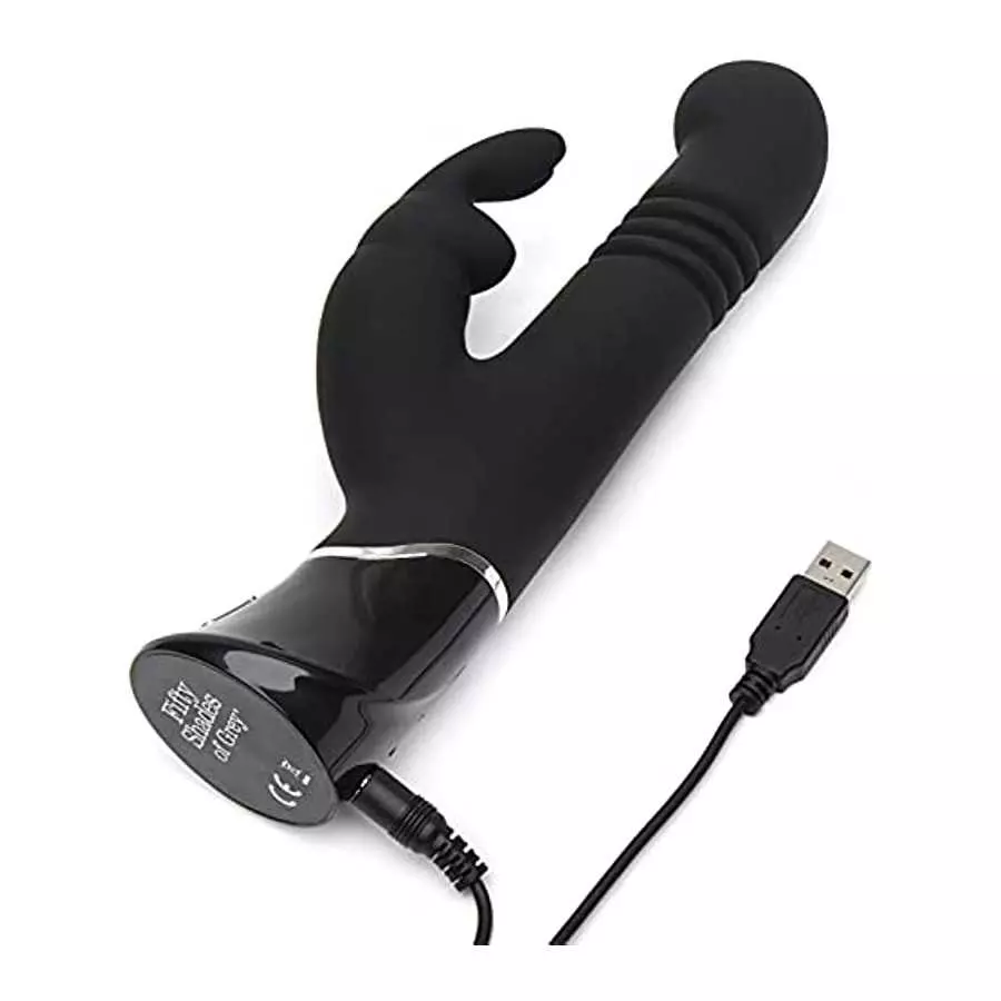Fifty Shades of Grey Greedy Girl Thrusting Rabbit Vibrator - 4.5 Inch Silicone Thrusting Vibrator for Women - Dual Stimulation A Fifty Shades of Grey Greedy Girl Thrusting Rabbit Vibrator - 4.5 Inch Silicone Thrusting Vibrator for Women - Dual Stimulation A
