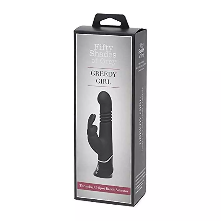 Fifty Shades of Grey Greedy Girl Thrusting Rabbit Vibrator - 4.5 Inch Silicone Thrusting Vibrator for Women - Dual Stimulation A