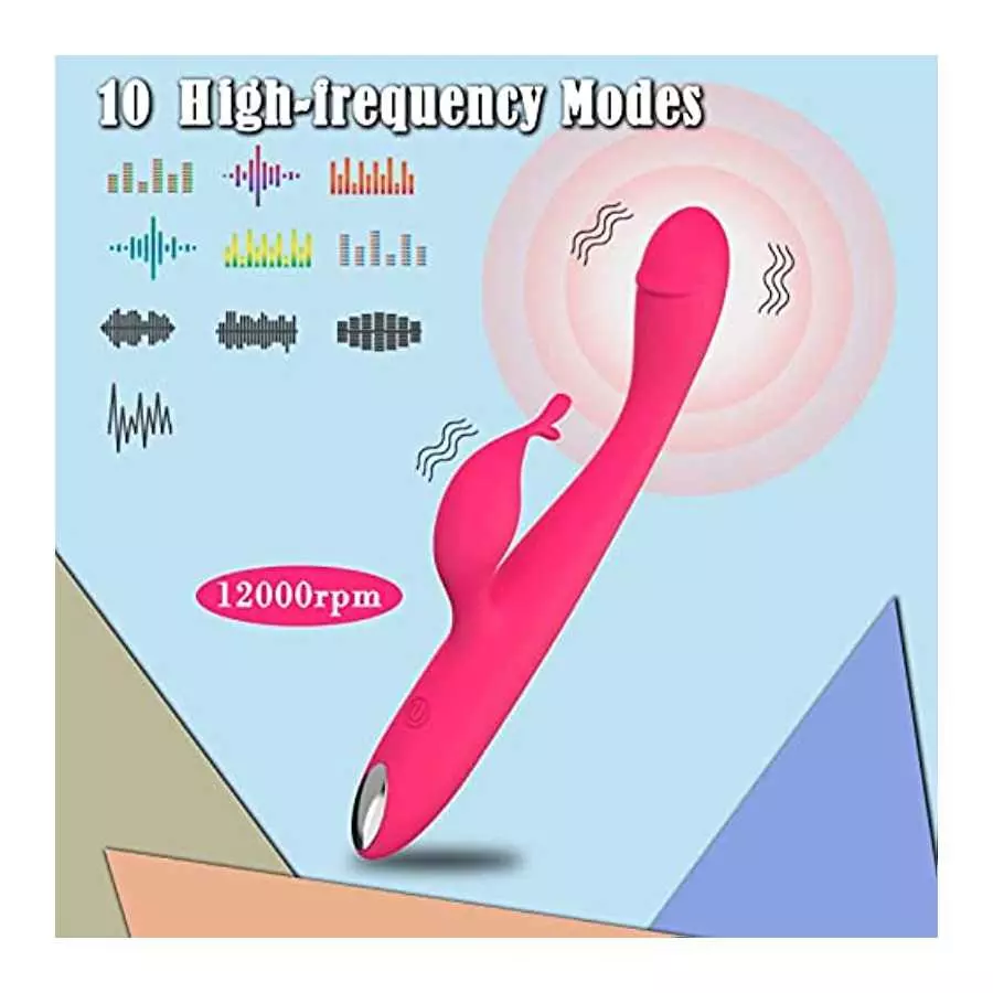 Clitoral G-spot Rabbit Finger Vibrator, High Frequency Clitoris Vaginal Nipple Stimulator Massager with 10 Intense Vibration Mod