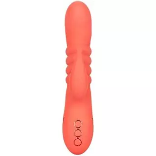CalExotics California Dreaming y Cutie Silicone Thrusting Rabbit Vibrator, Orange, 1 Count