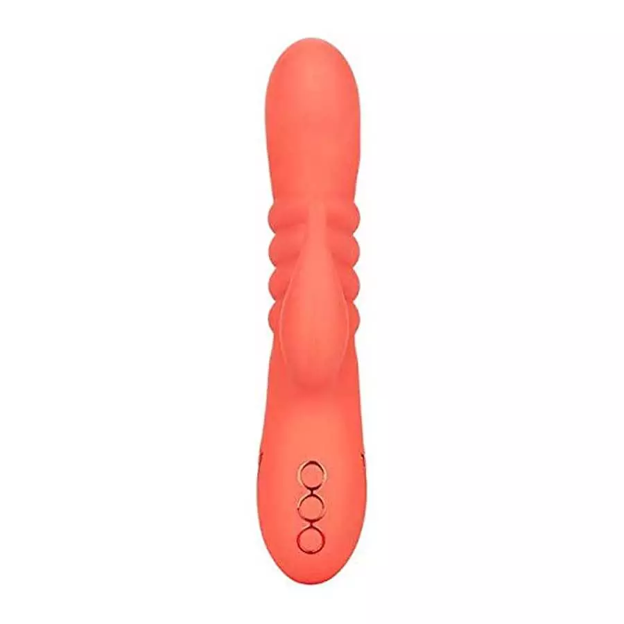 CalExotics California Dreaming y Cutie Silicone Thrusting Rabbit Vibrator, Orange, 1 Count