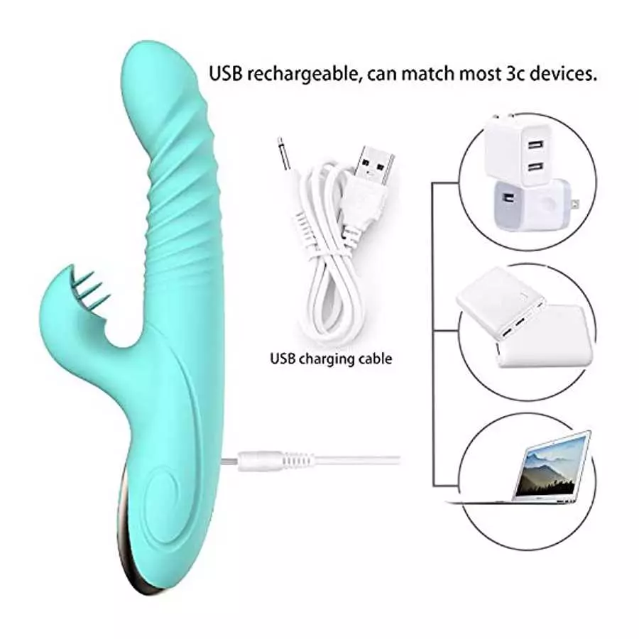 Handheld Personal Rechargeable Realistic Rabbit Vibrators for Women Vibrating Toys Pleasure with 8+7 Vibrating Modes Electric Po