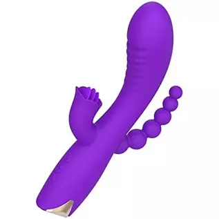 Rabbit Anal Dildo Vibrator with 10 Vibration Clitoral Stimulator with Soft Tongue 3 in 1 G spot Vibrator, Sex Toys for Adult Sen