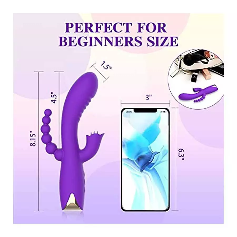 Rabbit Anal Dildo Vibrator with 10 Vibration Clitoral Stimulator with Soft Tongue 3 in 1 G spot Vibrator, Sex Toys for Adult Sen