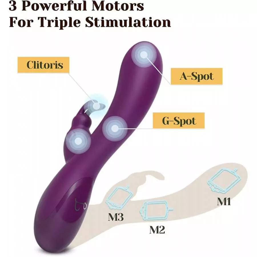 Tracy's Dog Powerful Rabbit Clitoral Vibrator with 3 Strong Motors for G Spot Clitoris Stimulation, Deep Penetration Vibrating D
