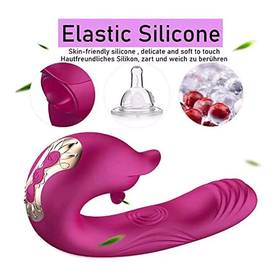 PowerRider Clitoris G-spot Rabbit Stimulation Vibrator for Women,Clitoral Vaginal Stimulator Rechargeable Realistic Dildo Tongue