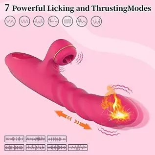 Thrusting Rabbit Vibrator, Clitoral Licking G Spot Dildo Stimulator with 7 Thrusting & 7 Licking Modes, Clit G-Spot Vaginal Anal Thrusting Rabbit Vibrator, Clitoral Licking G Spot Dildo Stimulator with 7 Thrusting & 7 Licking Modes, Clit G-Spot Vaginal Anal