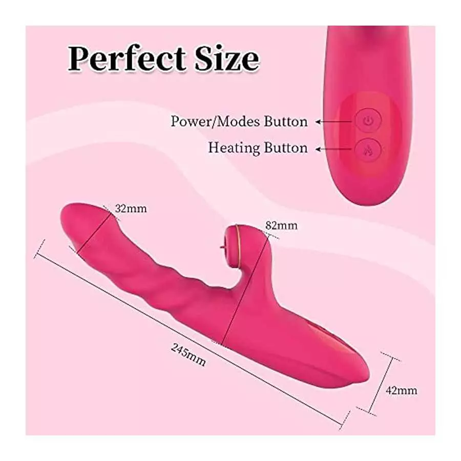 Thrusting Rabbit Vibrator, Clitoral Licking G Spot Dildo Stimulator with 7 Thrusting & 7 Licking Modes, Clit G-Spot Vaginal Anal
