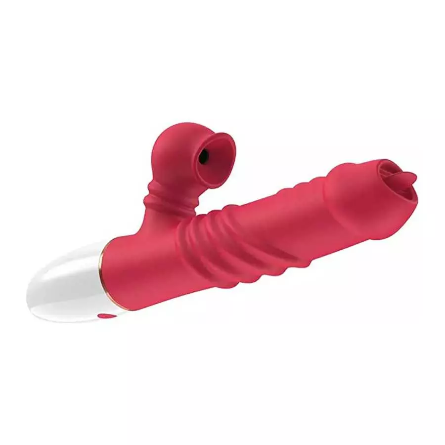 Realistic Rose Rabbit Vibrator Thrusting Dildo for Women, Licking Tongue G Spot Sex Toy with 3 Telescopic & 10 Vibration Modes , Realistic Rose Rabbit Vibrator Thrusting Dildo for Women, Licking Tongue G Spot Sex Toy with 3 Telescopic & 10 Vibration Modes ,