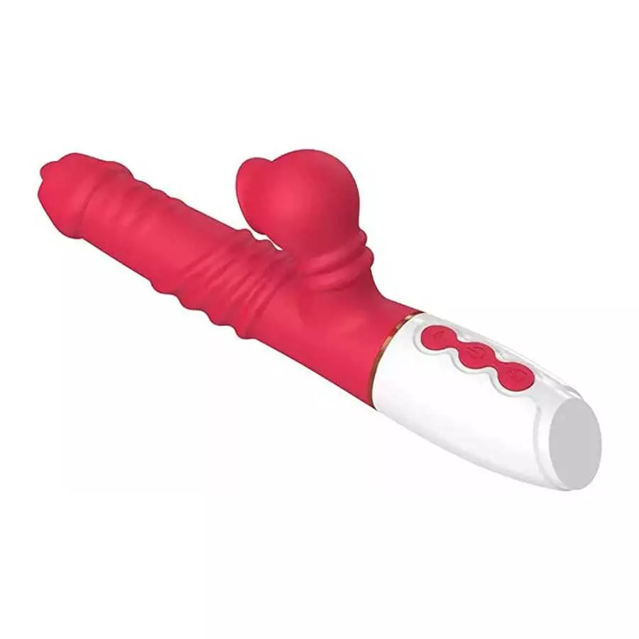 Realistic Rose Rabbit Vibrator Thrusting Dildo for Women, Licking Tongue G Spot Sex Toy with 3 Telescopic & 10 Vibration Modes ,