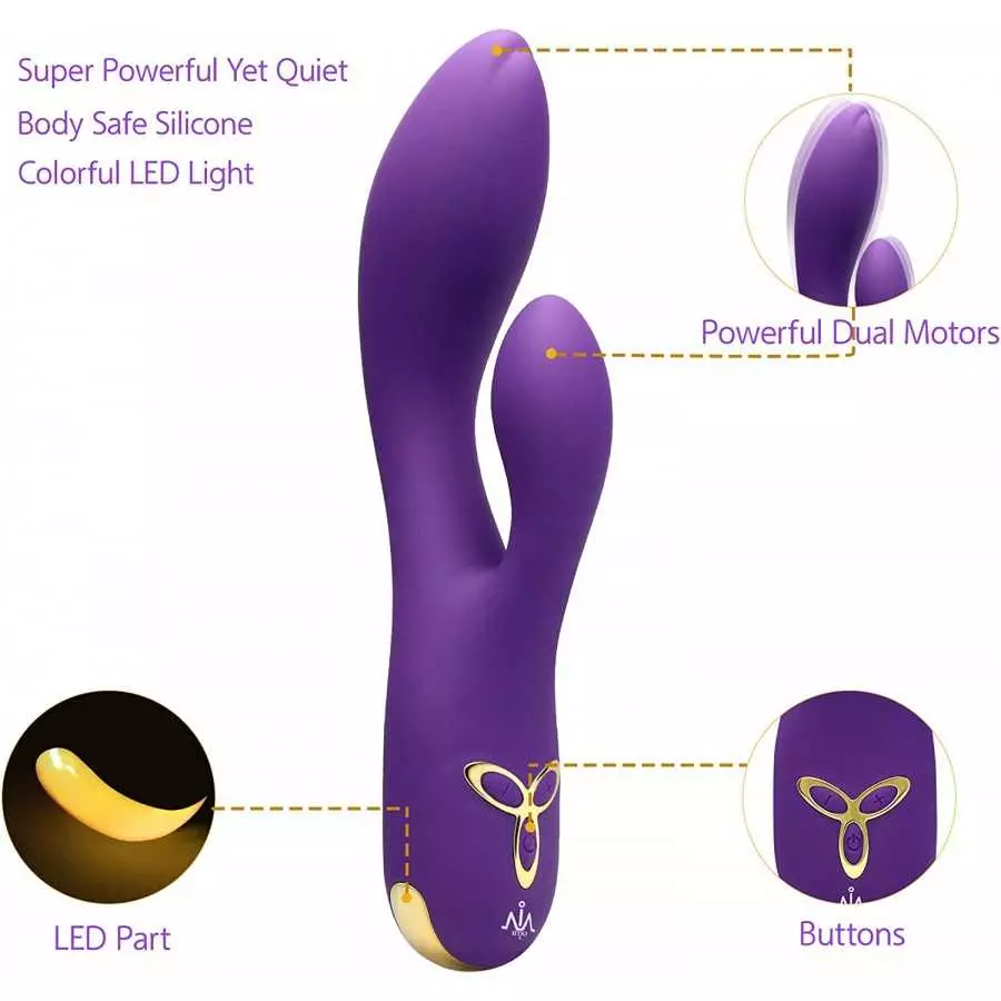 IMO Vibrating Rabbit G-spot Vibrator Vagina Clitoris Stimulation Dildo Massager - Upgraded Powerful Dual Motors with Magnetic Ch