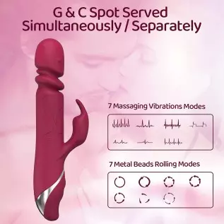 Thrusting Beaded Rabbit Vibrator for Women 21 Rotation & Vibration Modes & 7 Speeds Waterproof G-spot Dildos for Female Sex Toys Thrusting Beaded Rabbit Vibrator for Women 21 Rotation & Vibration Modes & 7 Speeds Waterproof G-spot Dildos for Female Sex Toys