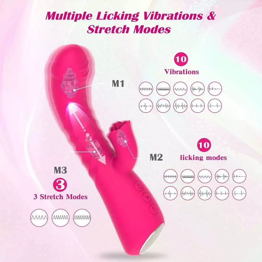 blissmakers Thrusting Rabbit Vibrator Dildo for Clitoral G Spot Stimulation,Heating Licking Vibrator with Multiple Vibration Mod