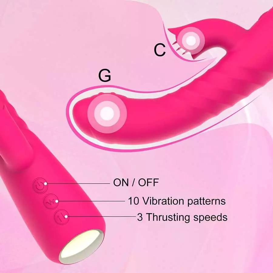 blissmakers Thrusting Rabbit Vibrator Dildo for Clitoral G Spot Stimulation,Heating Licking Vibrator with Multiple Vibration Mod