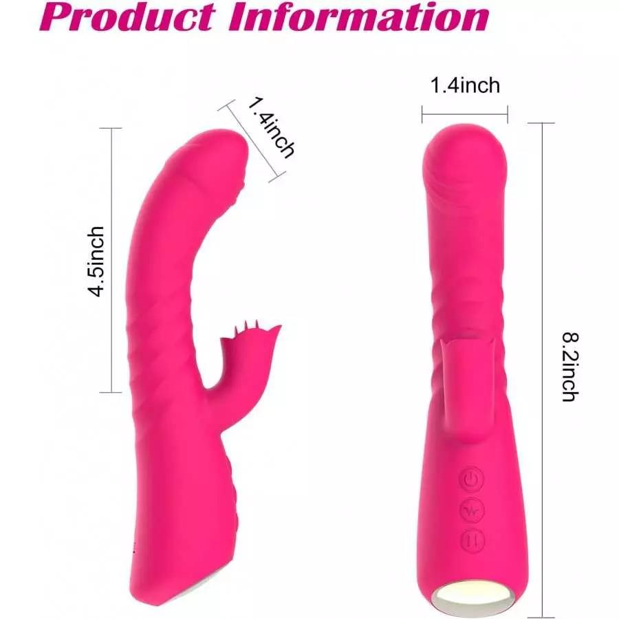 blissmakers Thrusting Rabbit Vibrator Dildo for Clitoral G Spot Stimulation,Heating Licking Vibrator with Multiple Vibration Mod