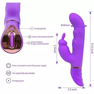 Rabbit Vibrator for Women with 2 Motors & 10 Modes Powerful Large Dildo G Spot Silicone Clit Stimulator Sex Machine Soft Female 