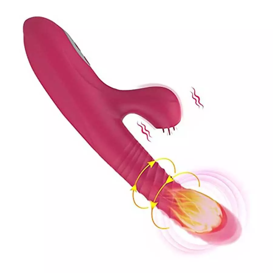 4 in 1 Thrusting Rotating Heating Rabbit Dildo Vibrator, Edan's Secret G Spot Clitoral Stimulator Tongue Licking Vibrator, Vagin