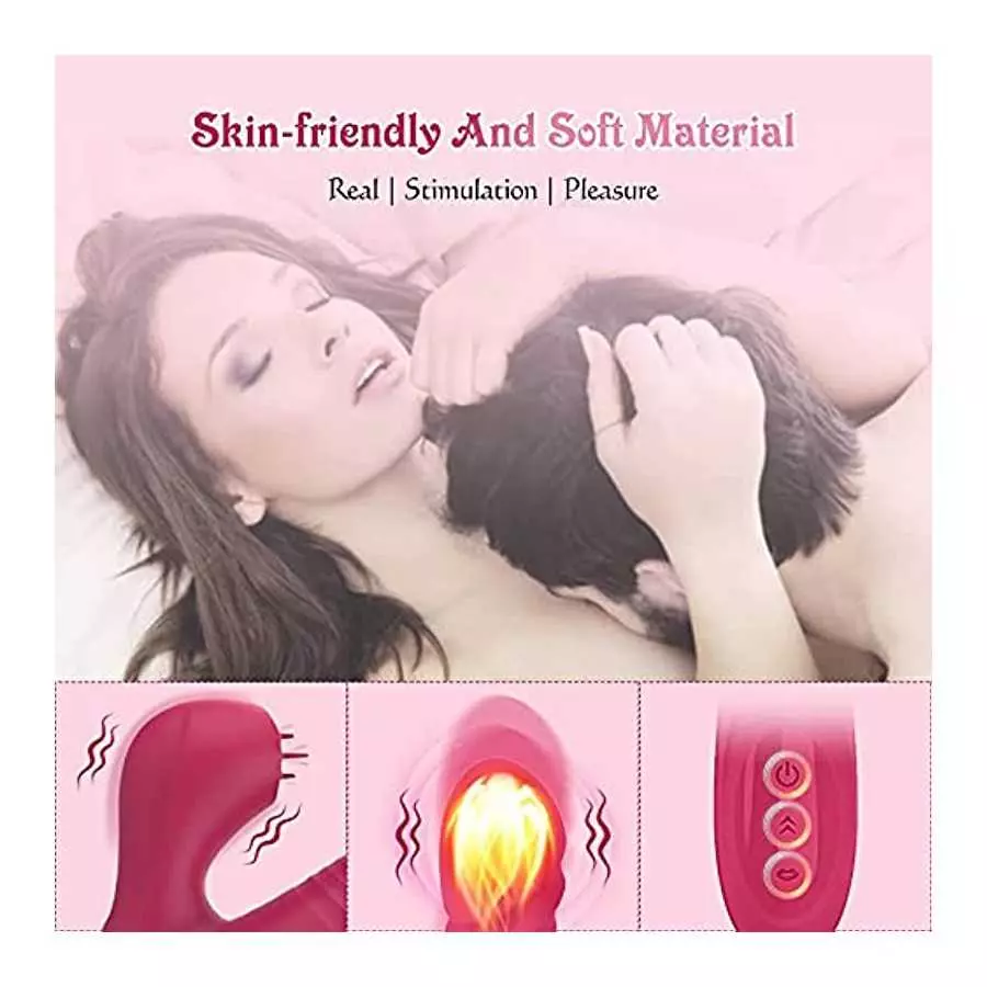 4 in 1 Thrusting Rotating Heating Rabbit Dildo Vibrator, Edan's Secret G Spot Clitoral Stimulator Tongue Licking Vibrator, Vagin