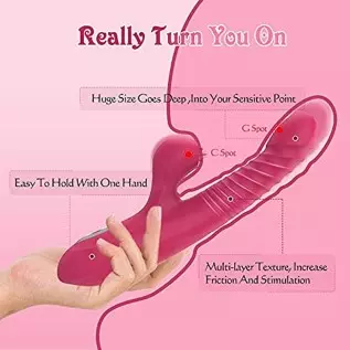 4 in 1 Thrusting Rotating Heating Rabbit Dildo Vibrator, Edan's Secret G Spot Clitoral Stimulator Tongue Licking Vibrator, Vagin