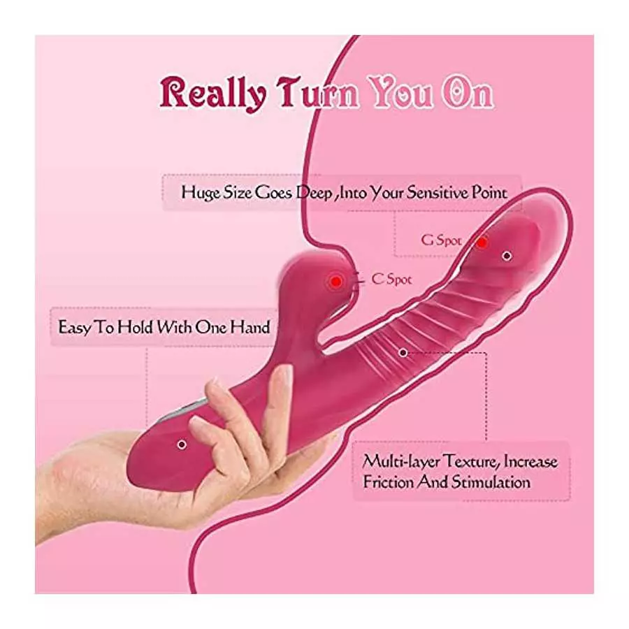 4 in 1 Thrusting Rotating Heating Rabbit Dildo Vibrator, Edan's Secret G Spot Clitoral Stimulator Tongue Licking Vibrator, Vagin