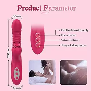 4 in 1 Thrusting Rotating Heating Rabbit Dildo Vibrator, Edan's Secret G Spot Clitoral Stimulator Tongue Licking Vibrator, Vagin