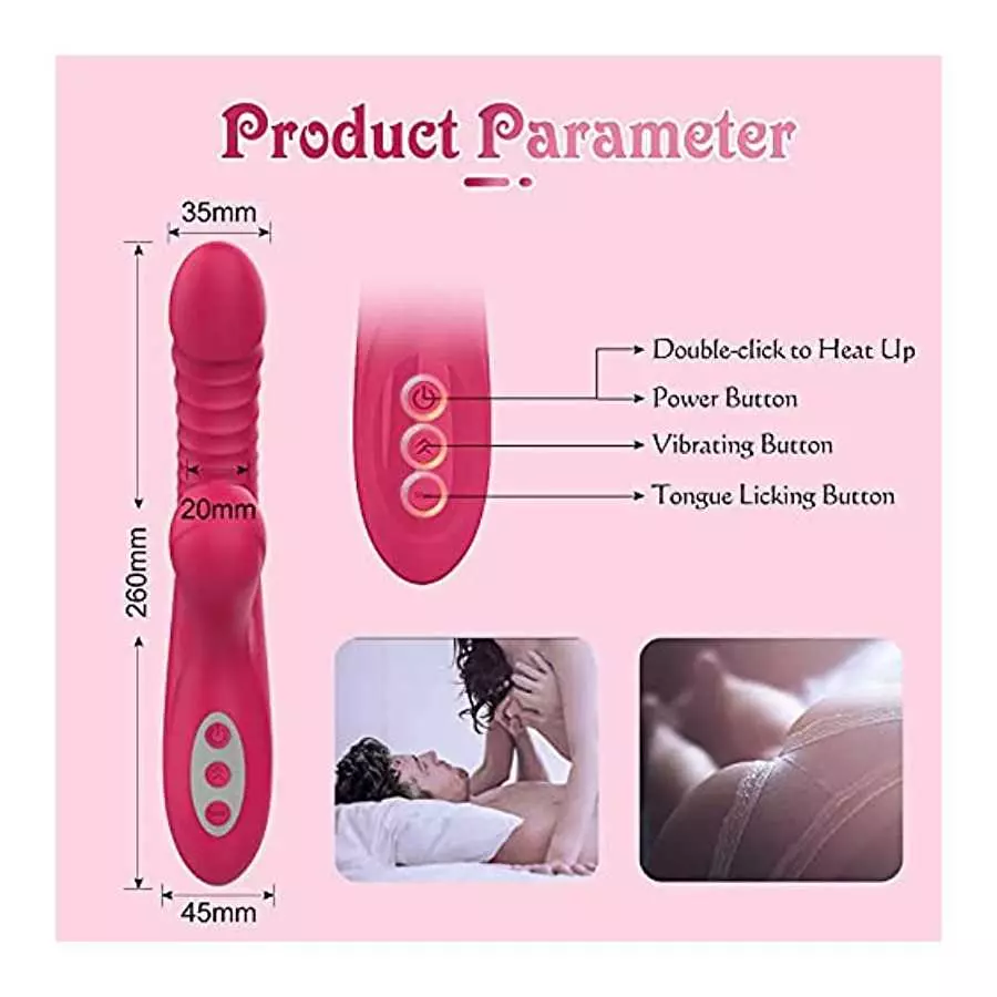 4 in 1 Thrusting Rotating Heating Rabbit Dildo Vibrator, Edan's Secret G Spot Clitoral Stimulator Tongue Licking Vibrator, Vagin