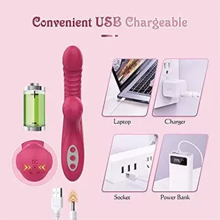 4 in 1 Thrusting Rotating Heating Rabbit Dildo Vibrator, Edan's Secret G Spot Clitoral Stimulator Tongue Licking Vibrator, Vagin