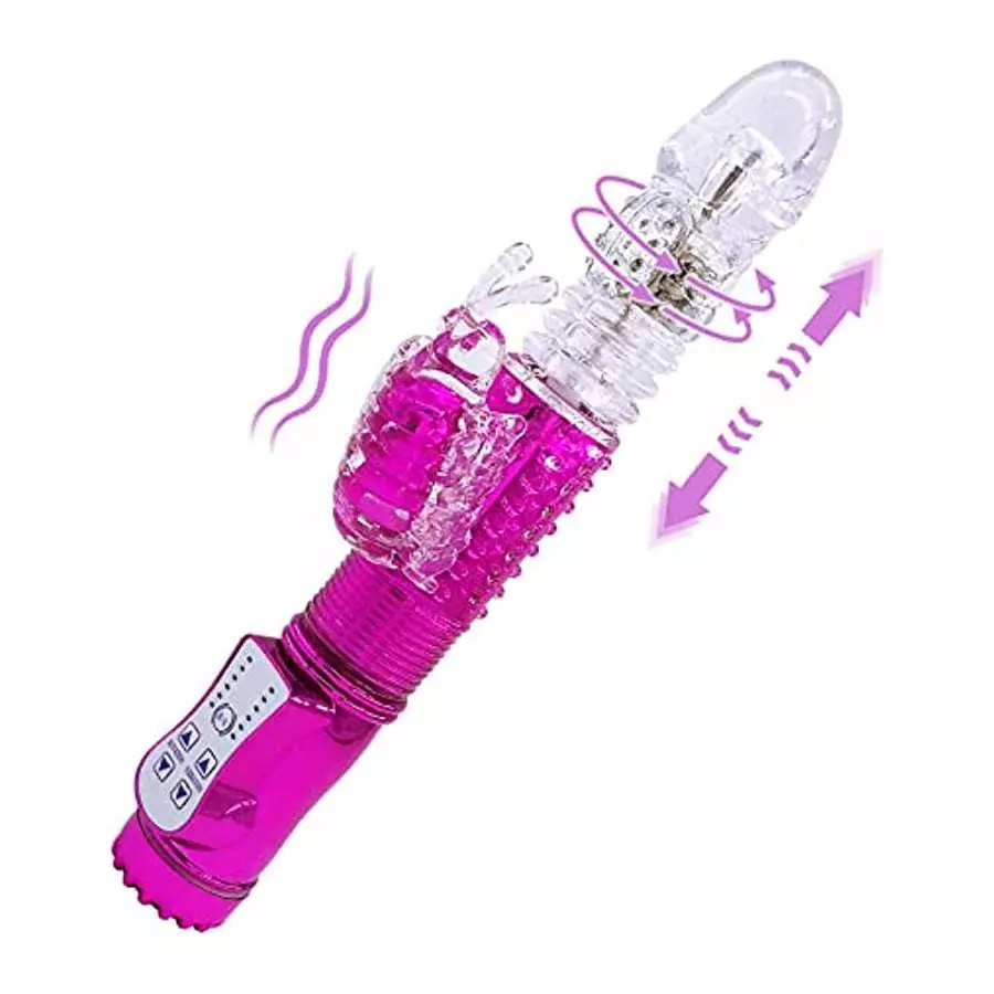Steel Ball 360° Rotation Rabbit Vibrator, Butterfly Independent Clitoralis Stimulator, Clear Realistic Dildo Telescopic Excite G Steel Ball 360° Rotation Rabbit Vibrator, Butterfly Independent Clitoralis Stimulator, Clear Realistic Dildo Telescopic Excite G