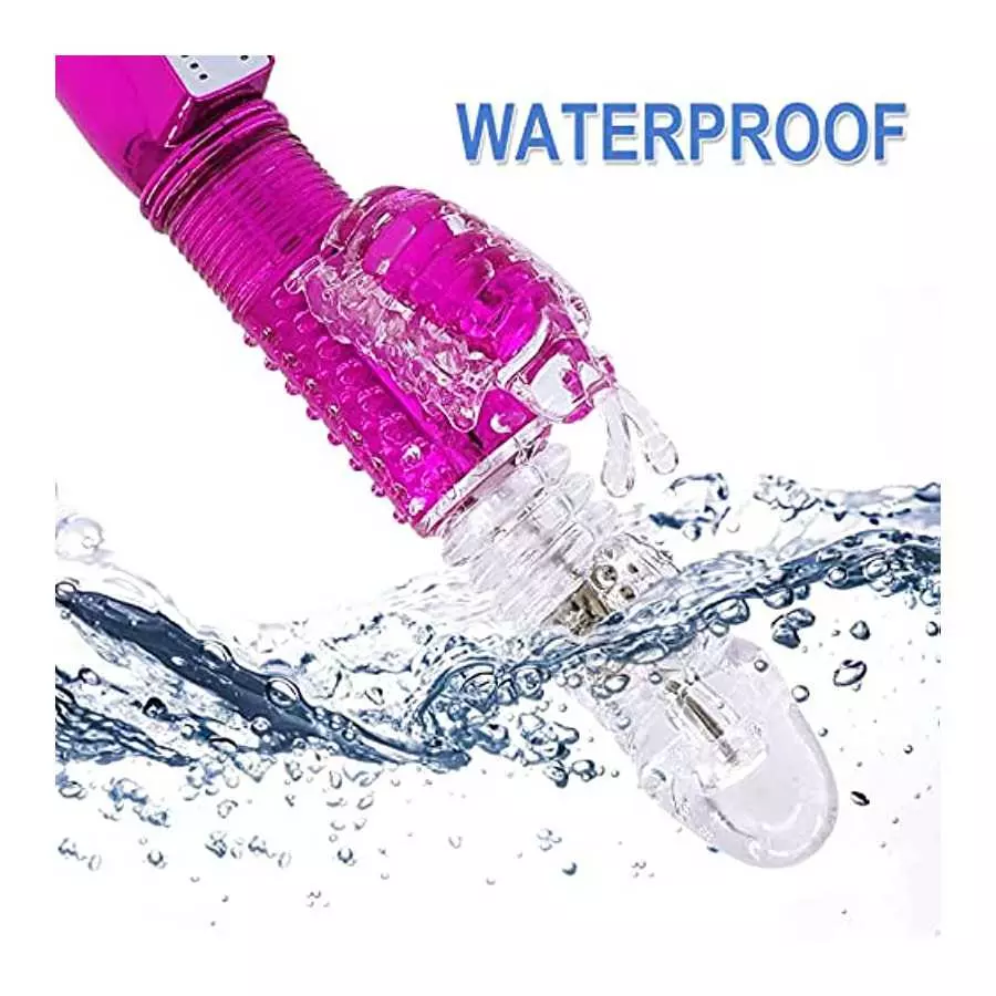 Steel Ball 360° Rotation Rabbit Vibrator, Butterfly Independent Clitoralis Stimulator, Clear Realistic Dildo Telescopic Excite G