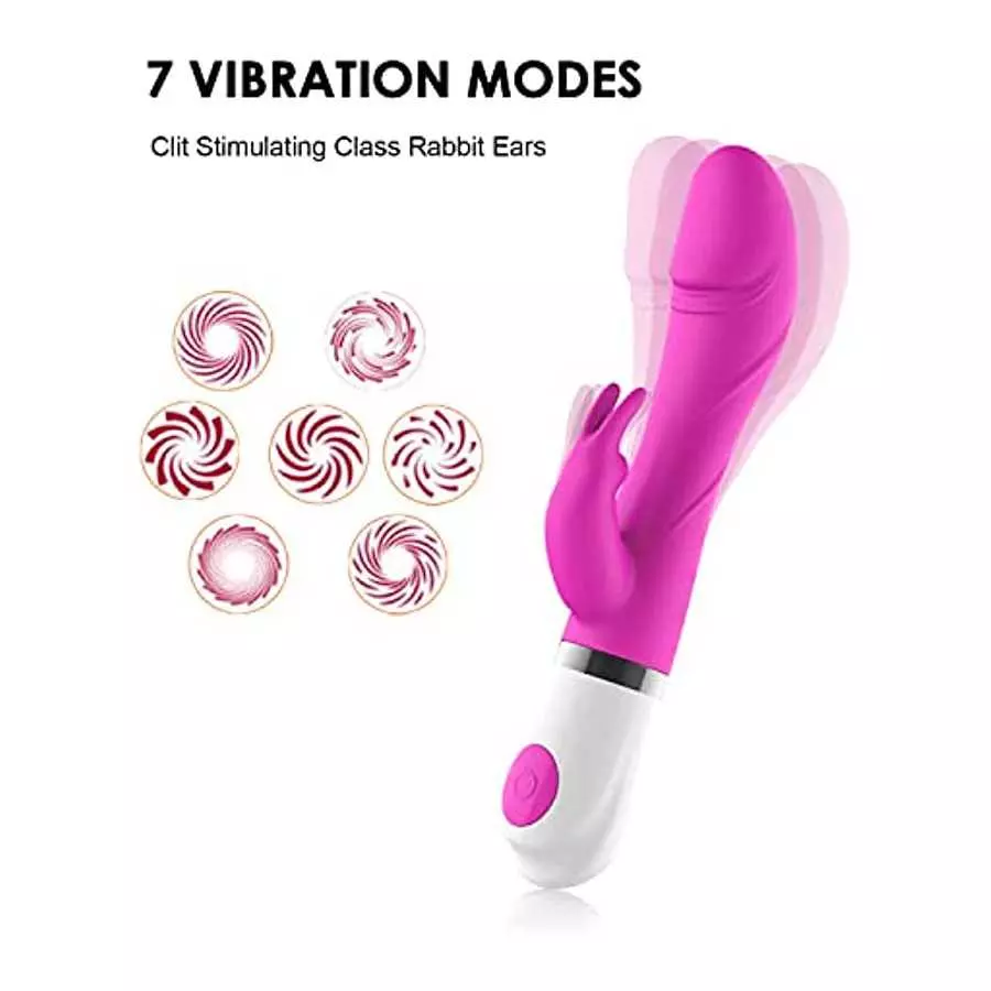 Rabbit Vibrator Dildo for Women, Clitoral Stimulator with Bunny Ears 7 Vibration Modes for Pleasure, Waterproof Vibrating Dildo 