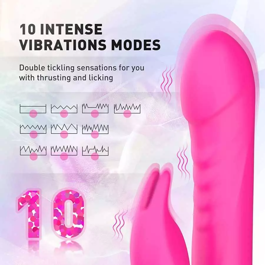 Rabbit Dildo Vibrator for Women - Anal Dildo Vibrator Thrusting Adult Sex Toy G Spot Clitoral Vibrator with 10 Vibrating Modes, 