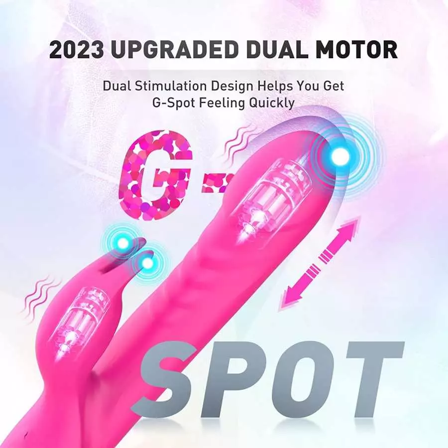 Rabbit Dildo Vibrator for Women - Anal Dildo Vibrator Thrusting Adult Sex Toy G Spot Clitoral Vibrator with 10 Vibrating Modes, 