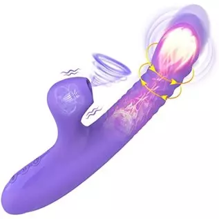 Thrusting Pulsating Dildo Rabbit Vibrator with Heating, Yoaiv G-Spot & Clitoris Stimulator Adult Toy, 7 Flapping & 10 Vibration 