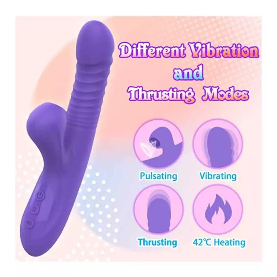 Thrusting Pulsating Dildo Rabbit Vibrator with Heating, Yoaiv G-Spot & Clitoris Stimulator Adult Toy, 7 Flapping & 10 Vibration 