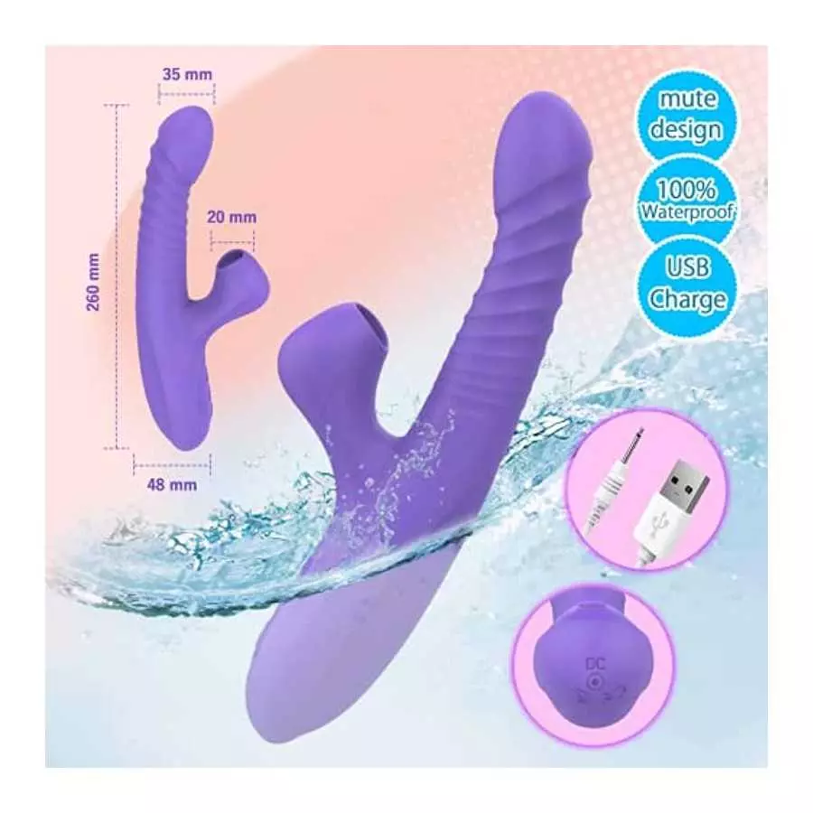 Thrusting Pulsating Dildo Rabbit Vibrator with Heating, Yoaiv G-Spot & Clitoris Stimulator Adult Toy, 7 Flapping & 10 Vibration 