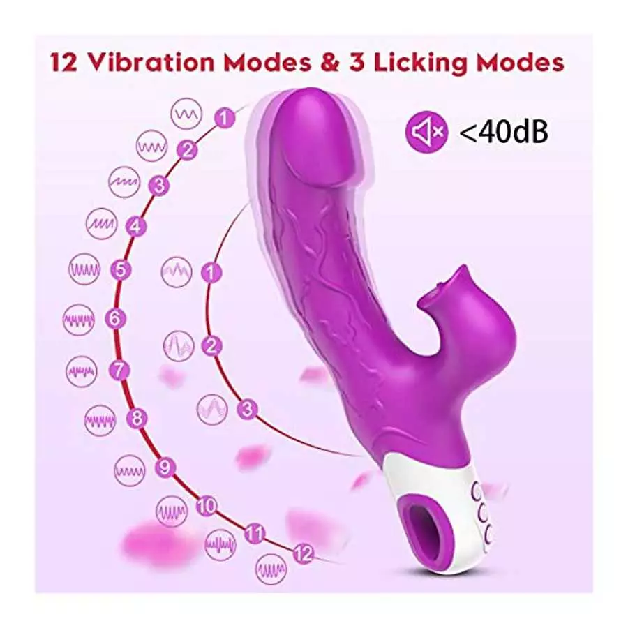 G Spot Rabbit Vibrator Dildo Sex Adult Toy for Women, 12 Vibration and 3 Licking Speeds, Silicone Vaginal Clitoris 2 in 1 Stimul
