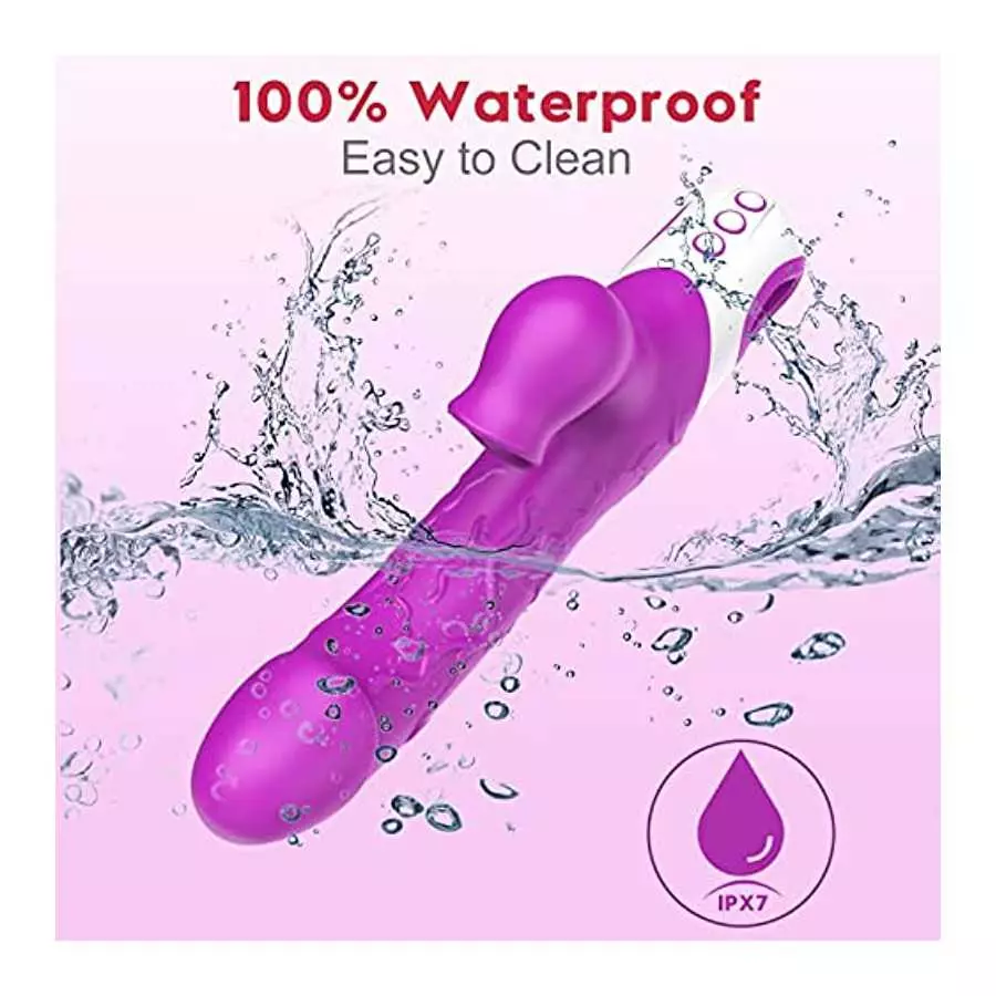 G Spot Rabbit Vibrator Dildo Sex Adult Toy for Women, 12 Vibration and 3 Licking Speeds, Silicone Vaginal Clitoris 2 in 1 Stimul