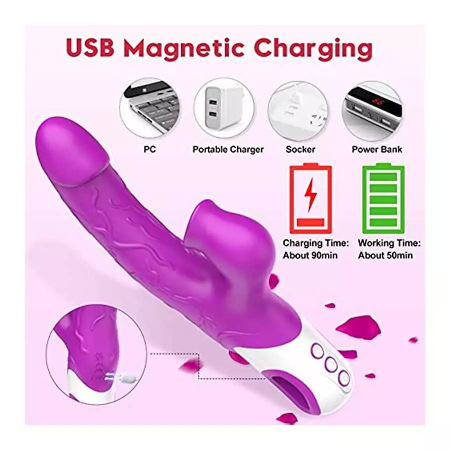 G Spot Rabbit Vibrator Dildo Sex Adult Toy for Women, 12 Vibration and 3 Licking Speeds, Silicone Vaginal Clitoris 2 in 1 Stimul