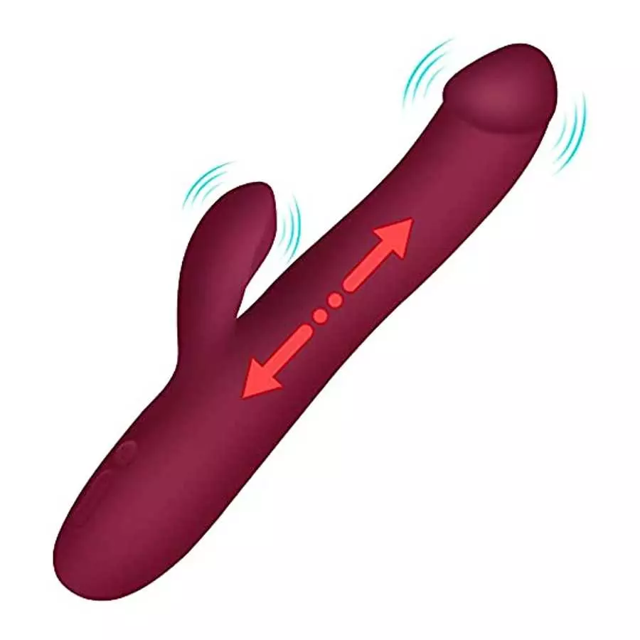 G Spot Clitoris Stimulation Dildo Vibrator, Telescopic Rabbit Realistic 16 Thrusting Vibration Modes for Women and Couple Mastur