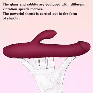 G Spot Clitoris Stimulation Dildo Vibrator, Telescopic Rabbit Realistic 16 Thrusting Vibration Modes for Women and Couple Mastur