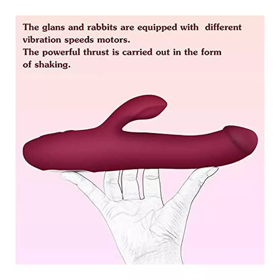 G Spot Clitoris Stimulation Dildo Vibrator, Telescopic Rabbit Realistic 16 Thrusting Vibration Modes for Women and Couple Mastur