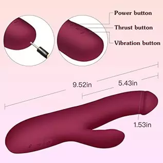 G Spot Clitoris Stimulation Dildo Vibrator, Telescopic Rabbit Realistic 16 Thrusting Vibration Modes for Women and Couple Mastur