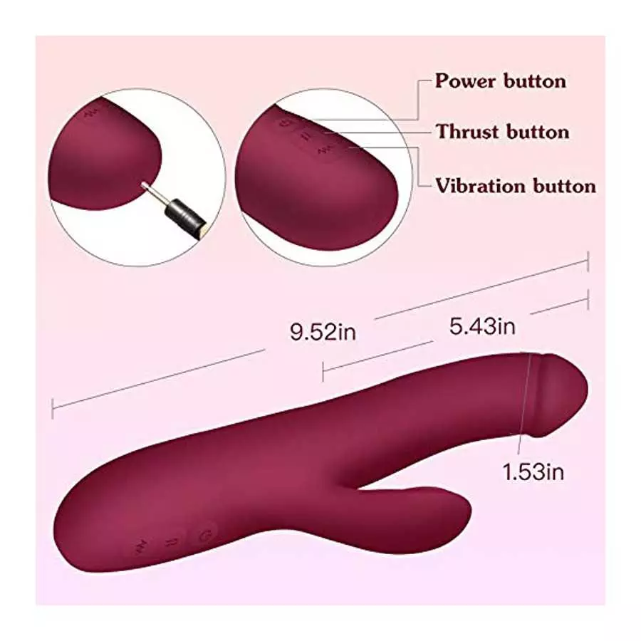 G Spot Clitoris Stimulation Dildo Vibrator, Telescopic Rabbit Realistic 16 Thrusting Vibration Modes for Women and Couple Mastur