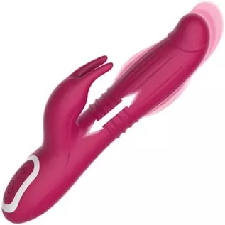 Thrusting Rabbit Vibrator with Expansion Silicone G-Spot Vibartor, 5 Thrusting Inflating & 4 Vibration Modes for Clitoris Vagina