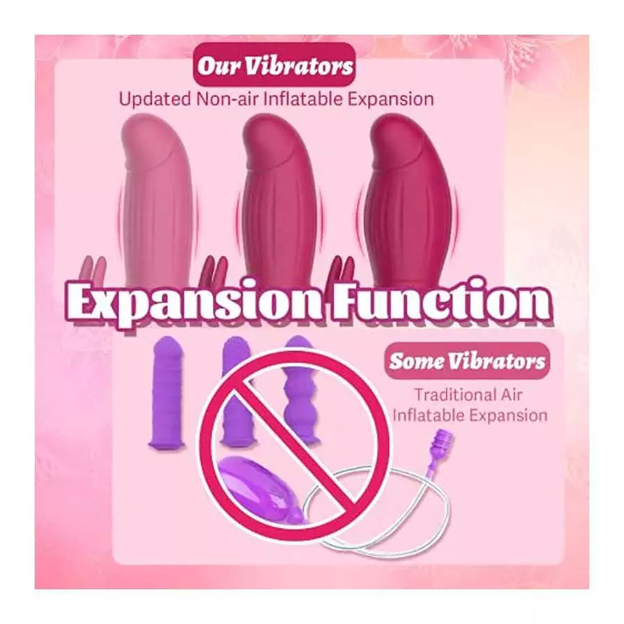 Thrusting Rabbit Vibrator with Expansion Silicone G-Spot Vibartor, 5 Thrusting Inflating & 4 Vibration Modes for Clitoris Vagina