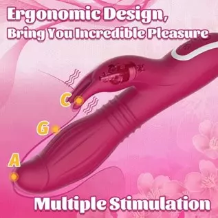 Thrusting Rabbit Vibrator with Expansion Silicone G-Spot Vibartor, 5 Thrusting Inflating & 4 Vibration Modes for Clitoris Vagina