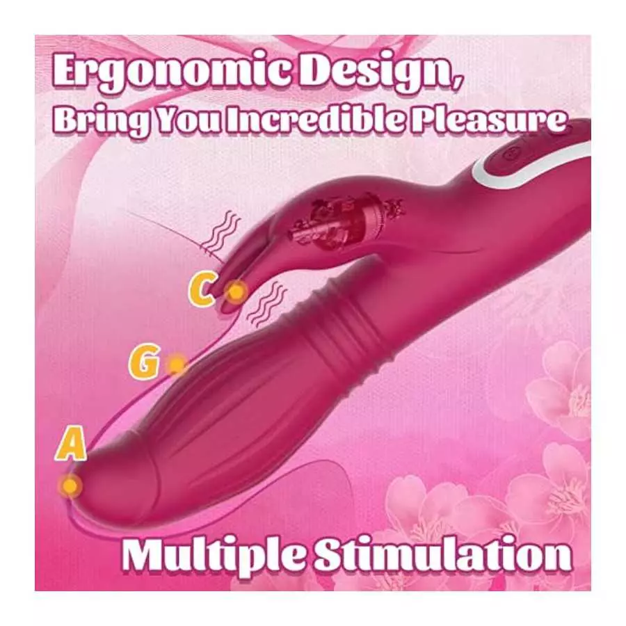 Thrusting Rabbit Vibrator with Expansion Silicone G-Spot Vibartor, 5 Thrusting Inflating & 4 Vibration Modes for Clitoris Vagina